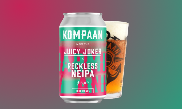 Kompaan Juicy Joker blikje en glas
